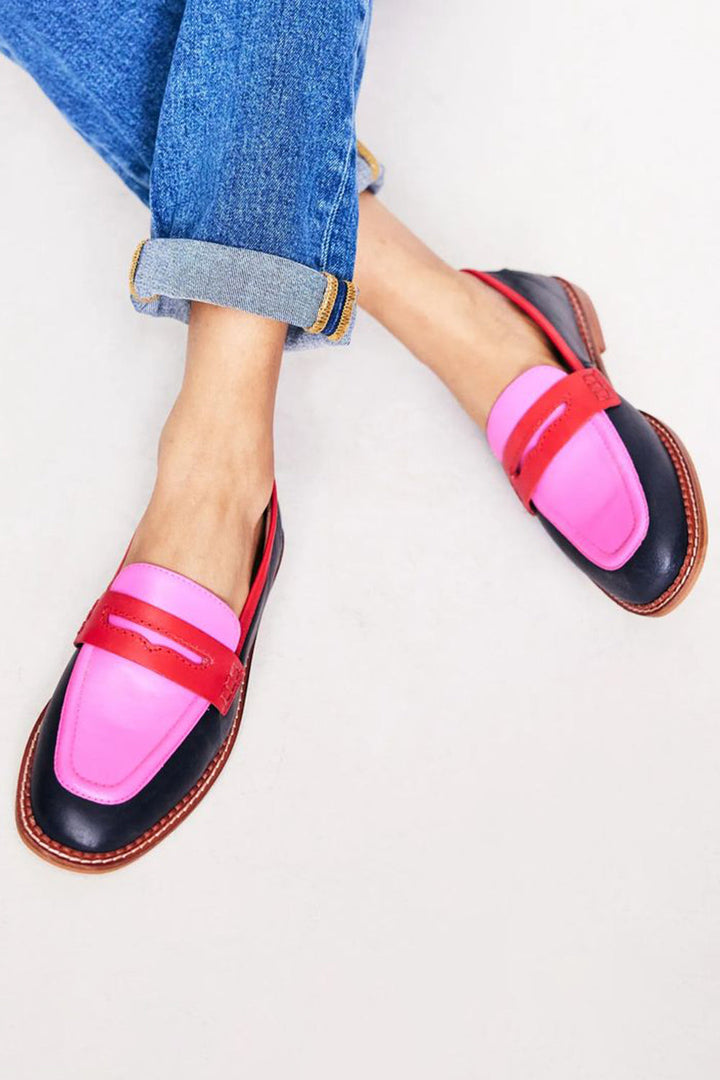 Talia | Black loafers with colourful details