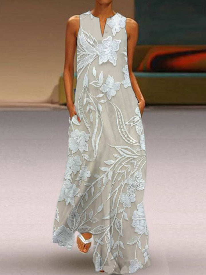 Talia | Elegant Sleeveless Luxe Printed Dress