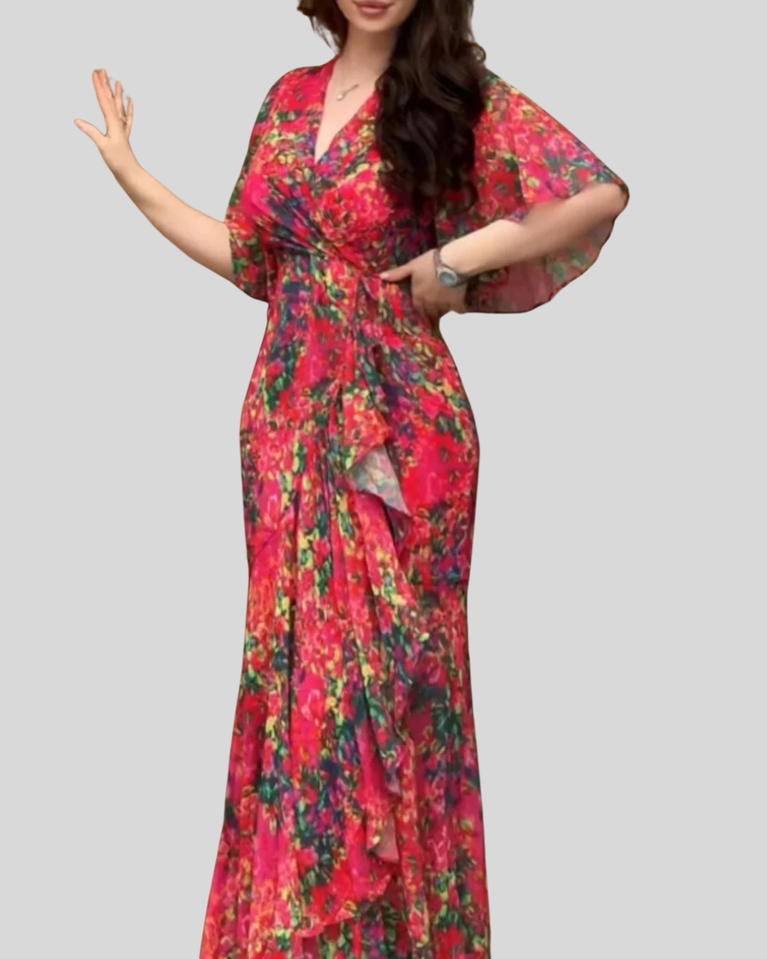 Talia | Vintage V-Neck Trumpet Sleeve Dress