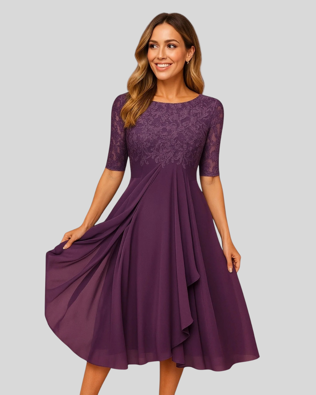 Talia | Classic A-Line Dress With Lace Detail
