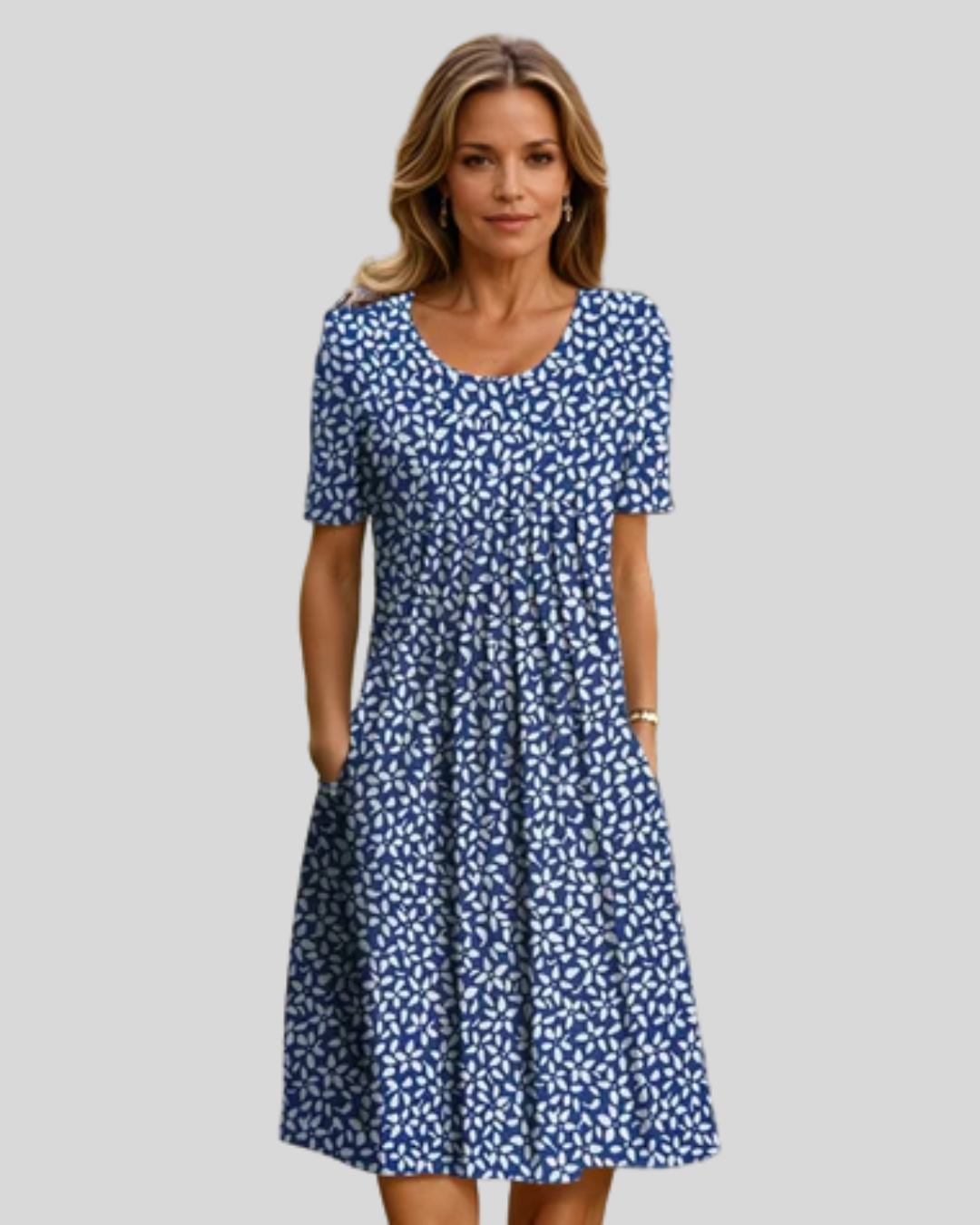 Talia | Pleated Floral Midi Dress With Charm