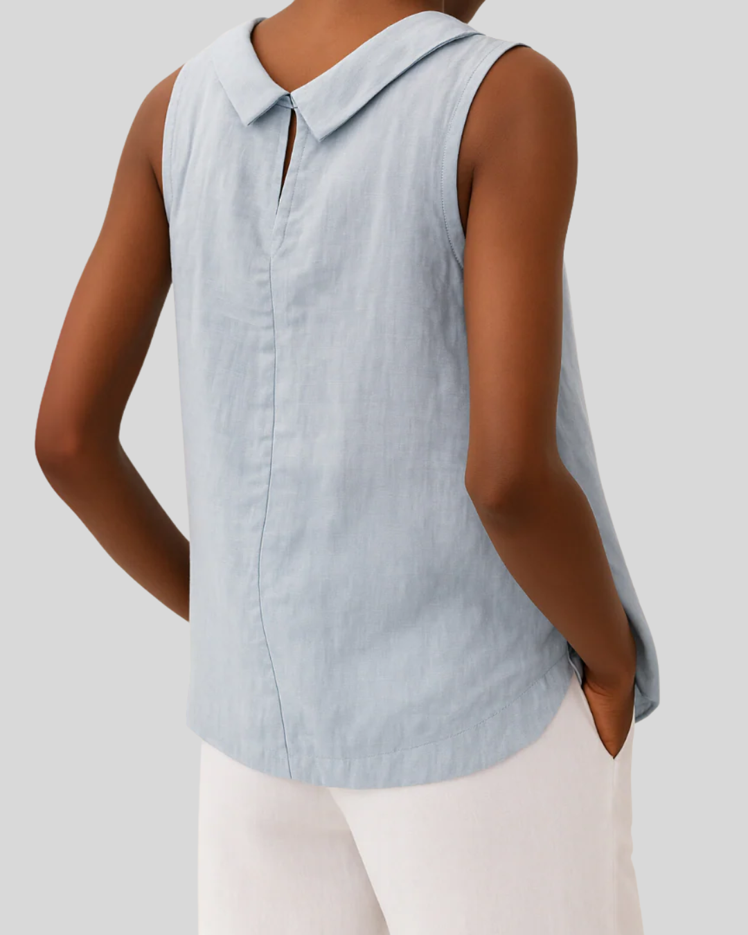 Talia | Elegant Sleeveless Roll Collar Blouse