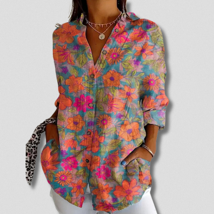 Talia | Long Sleeve Floral Button-Down Shirt