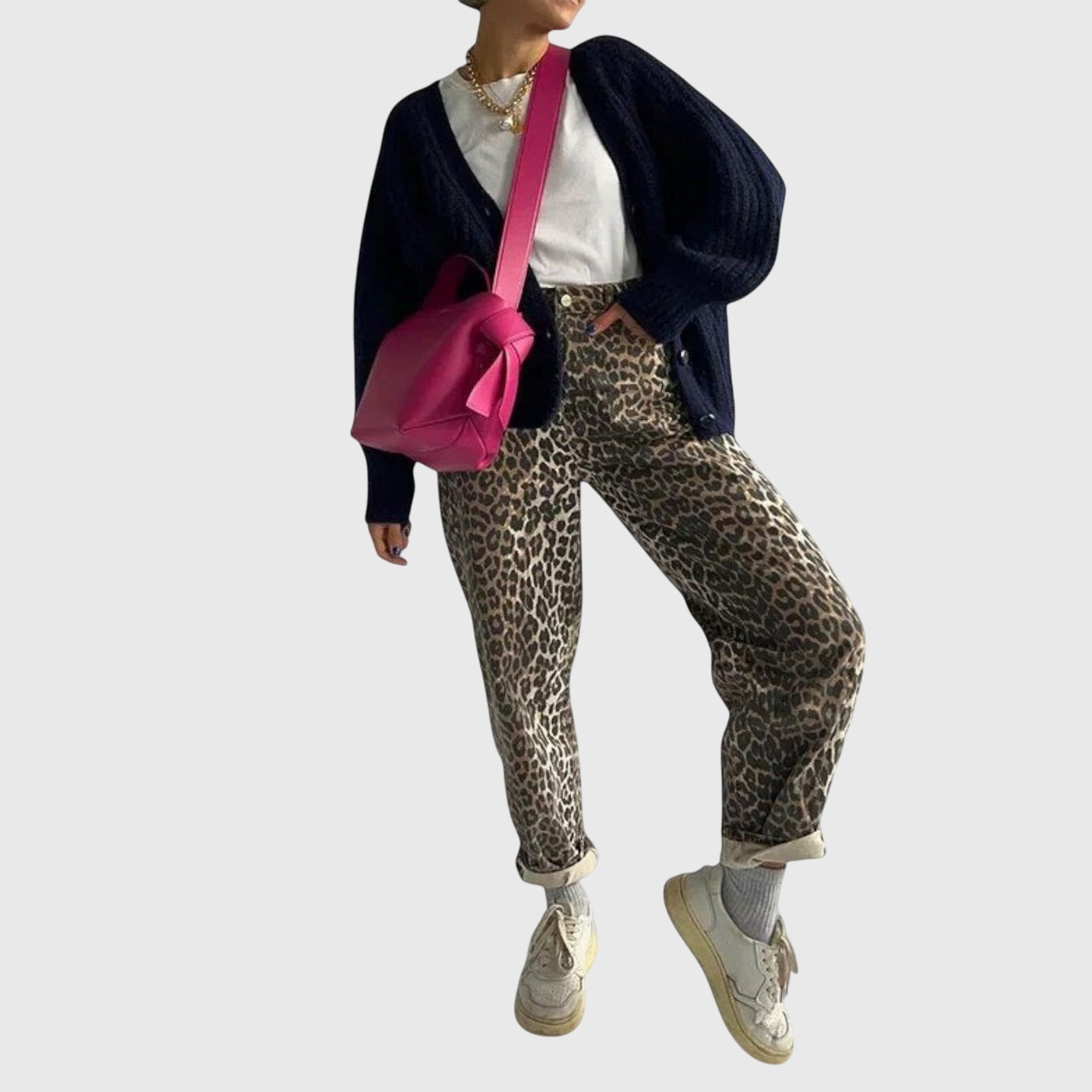 Talia | Vintage Jeans with Leopard Print