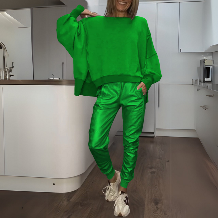 Talia | Satin Sweater And Jogger Set