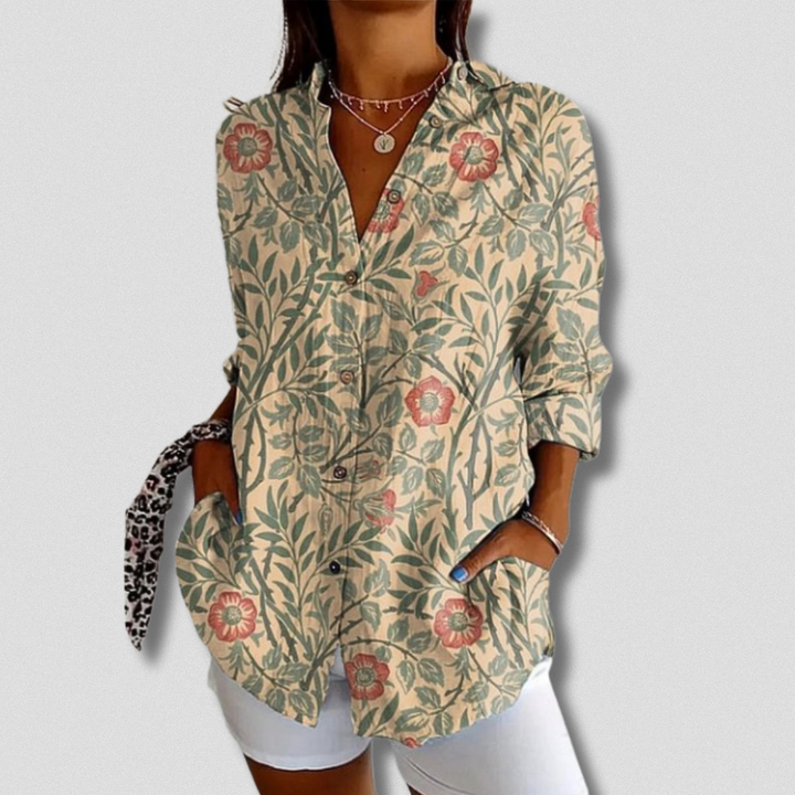 Talia | Long Sleeve Floral Button-Down Shirt