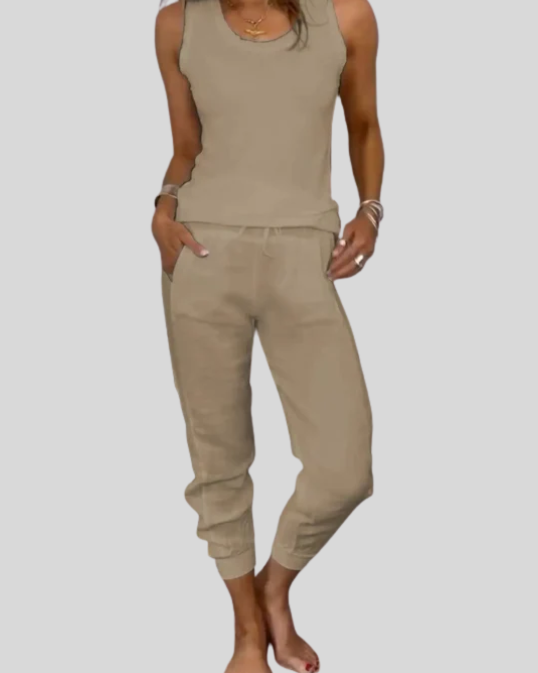 Talia | Casual Sleeveless Top & Jogger Pants Set