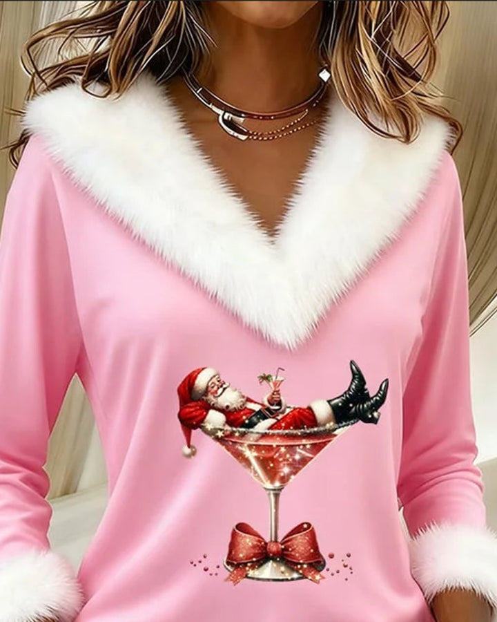 Talia | Plush Christmas Print Long Sleeve