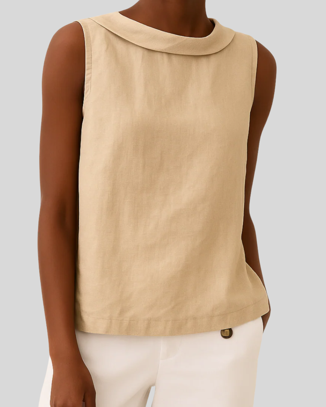 Talia | Elegant Sleeveless Roll Collar Blouse