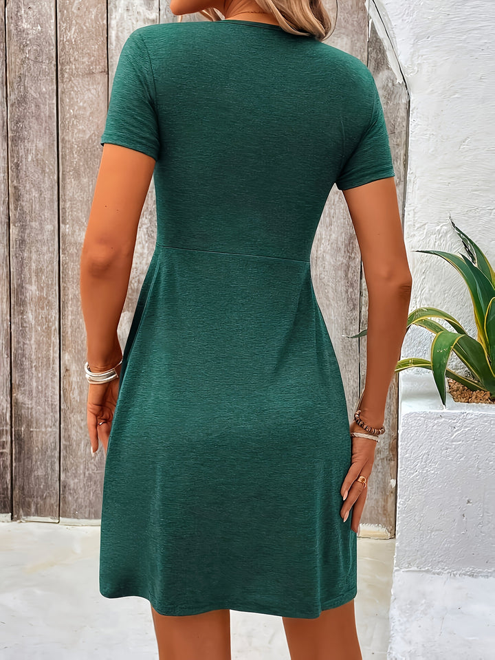 Talia | Chic Twist Front V-Neck Dress
