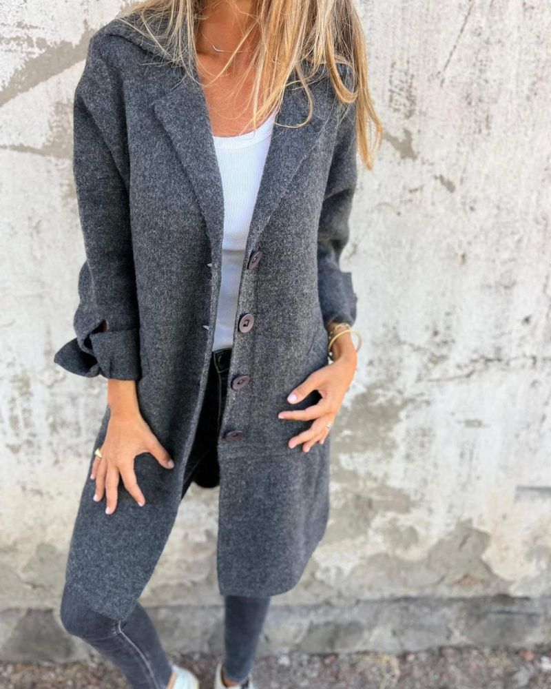 Talia | Casual Long Coat with Lapels