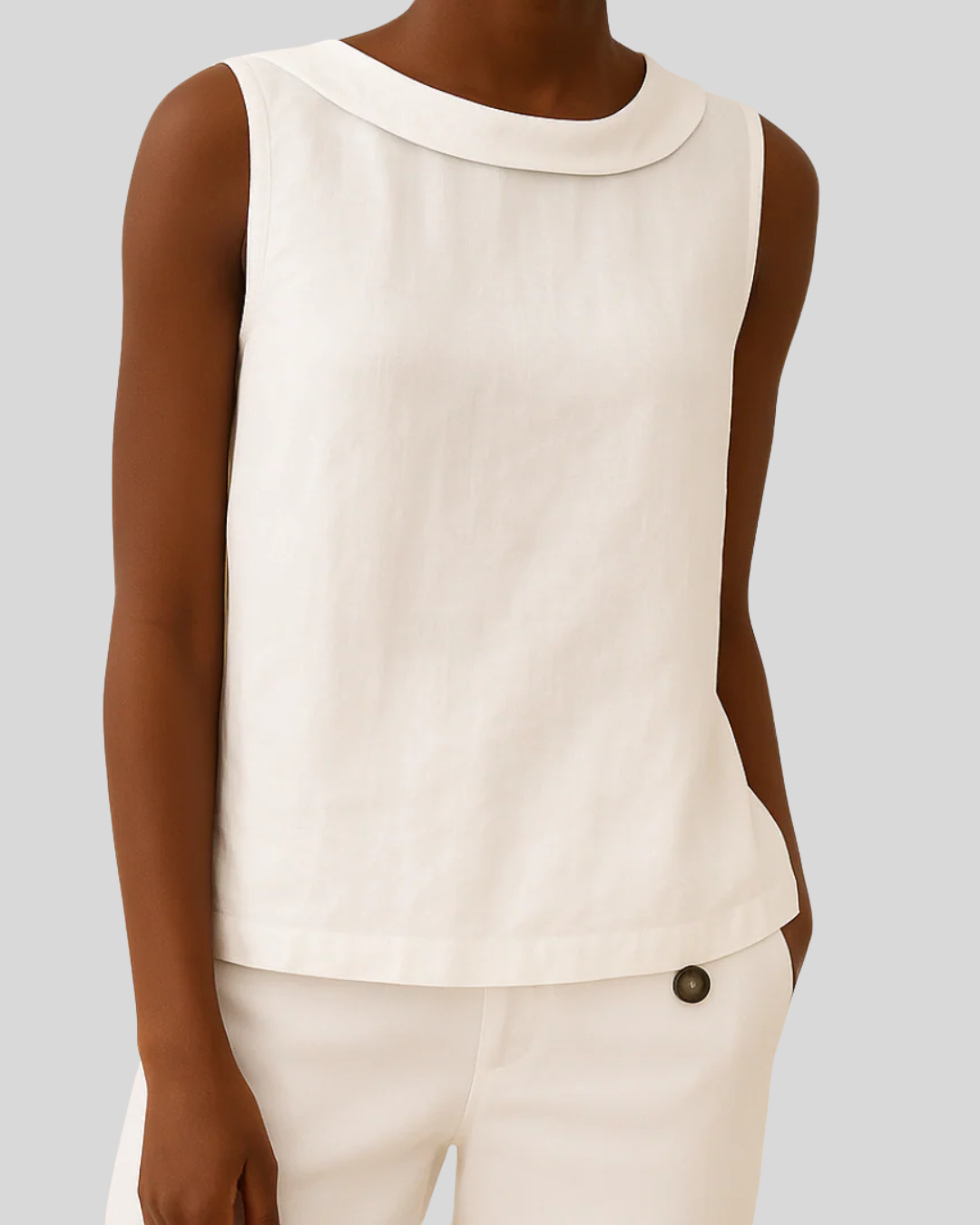 Talia | Elegant Sleeveless Roll Collar Blouse
