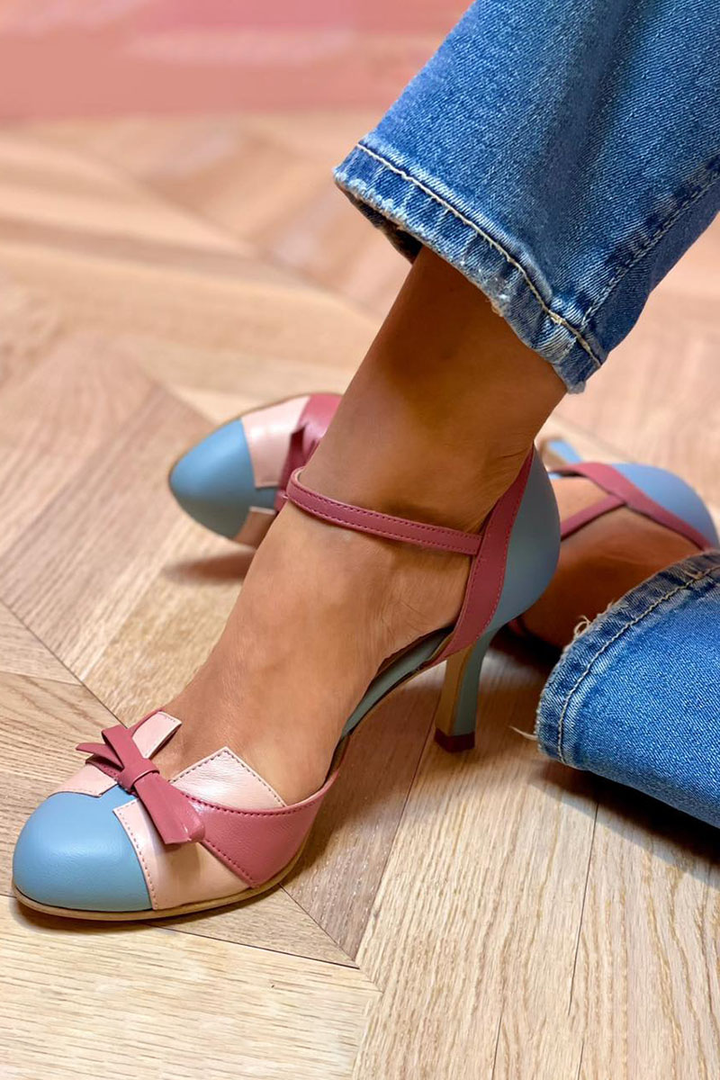 Talia | Colorful Heels with Bow and Strap