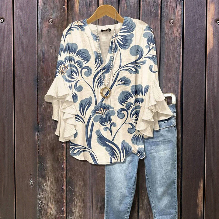 Talia | Elegant Blouse with Retro Floral Pattern