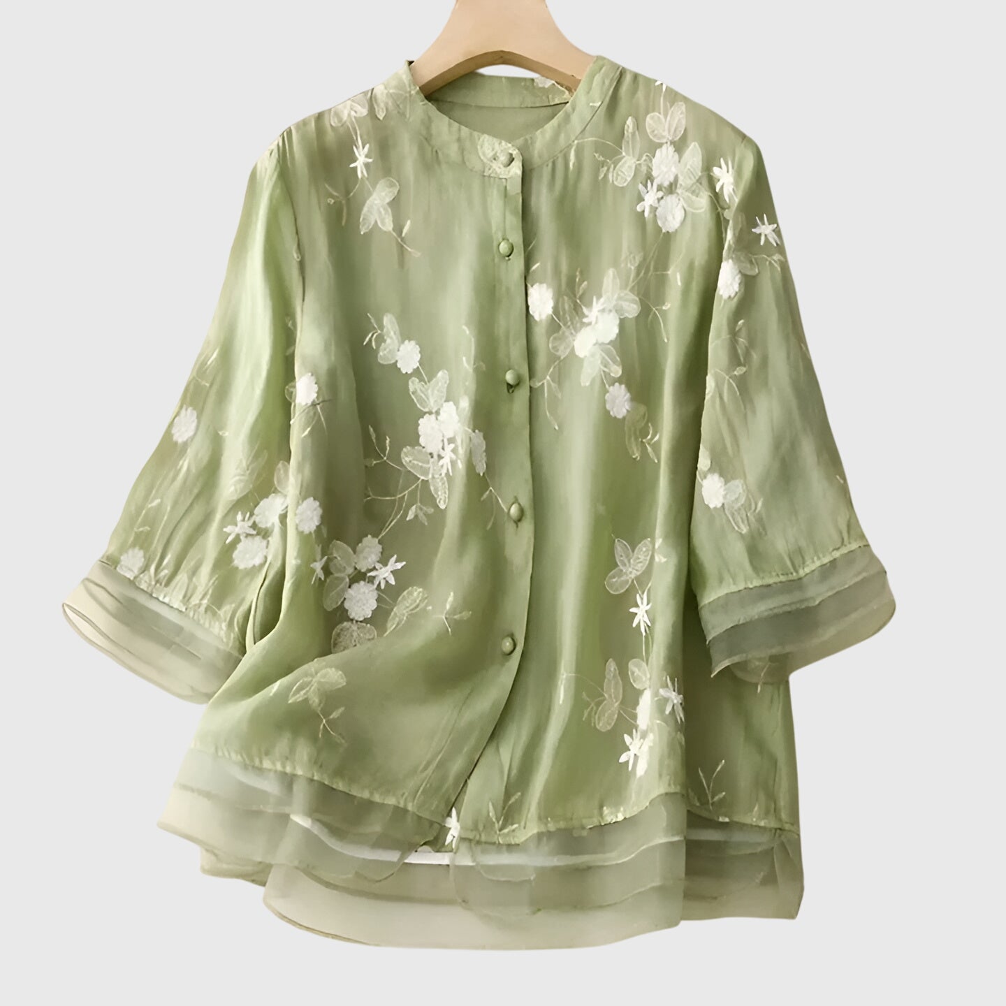 Talia | Elegant Top with Embroidered Flowers