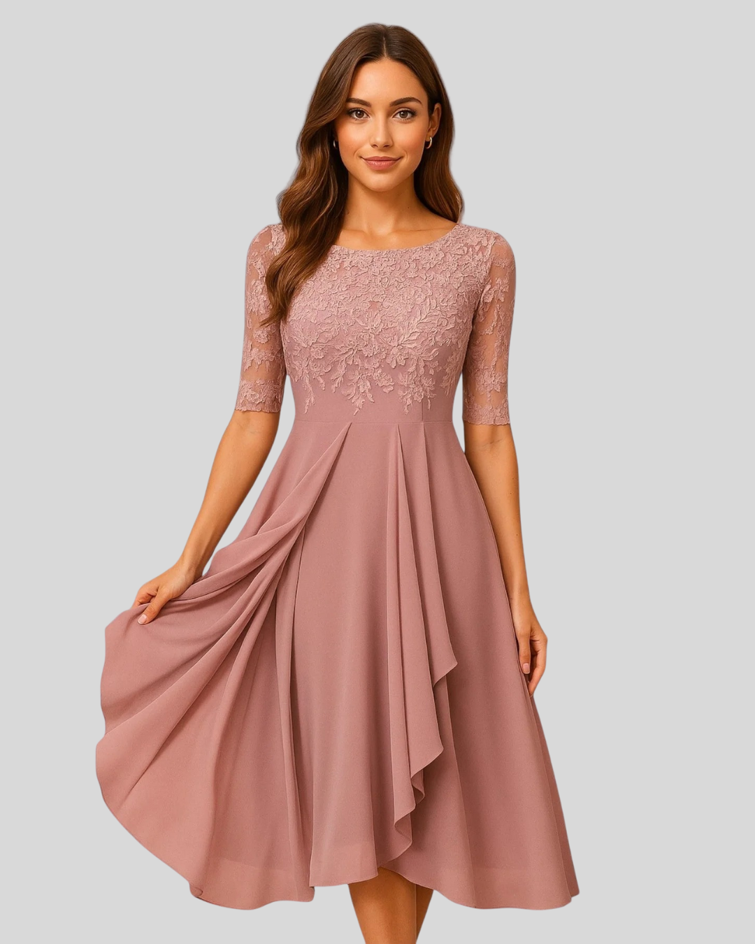Talia | Classic A-Line Dress With Lace Detail