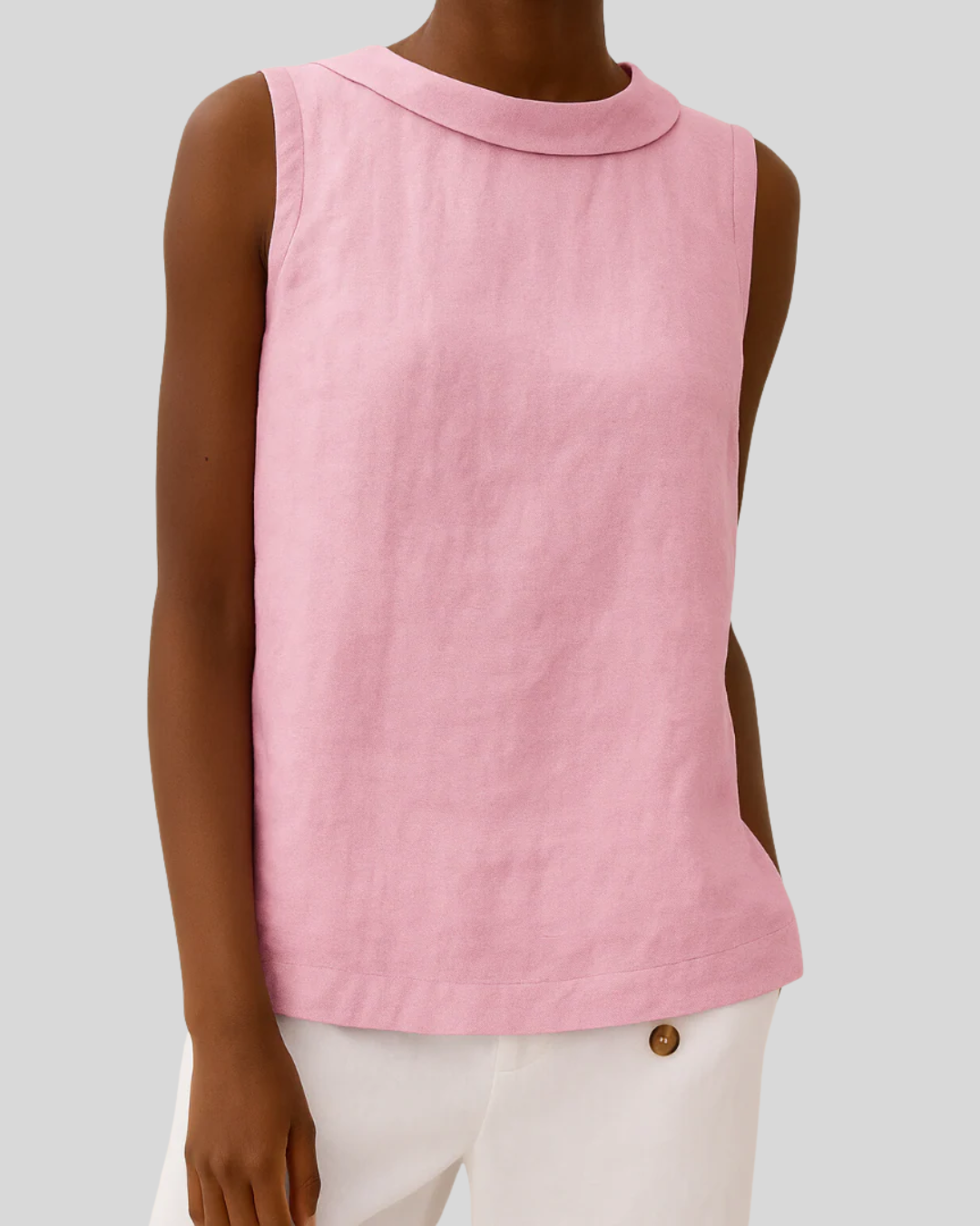 Talia | Elegant Sleeveless Roll Collar Blouse