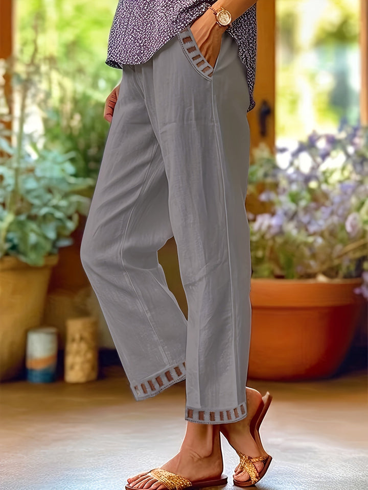 Talia | Relaxed Contrast Trim Cropped Pants