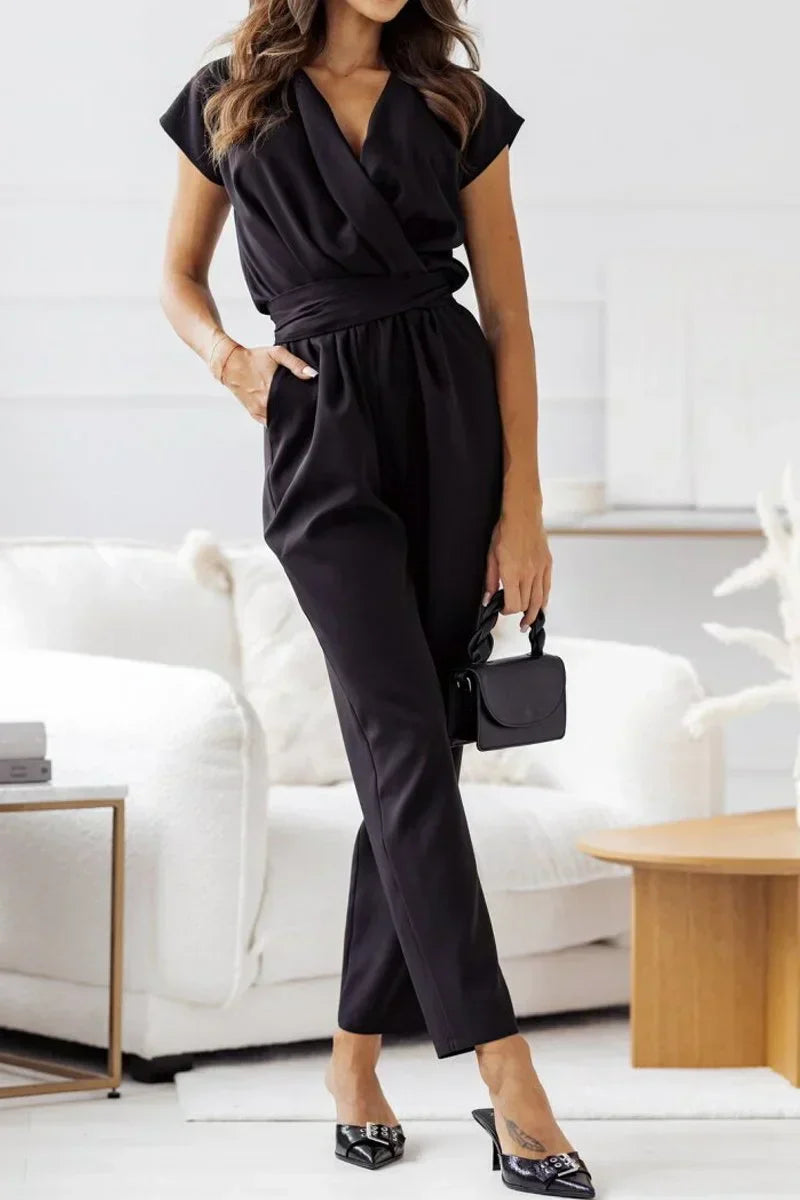 Talia | Short Sleeve V-Neck Jumpsuit