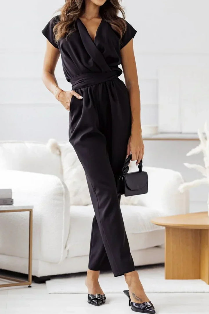 Talia | Short Sleeve V-Neck Jumpsuit