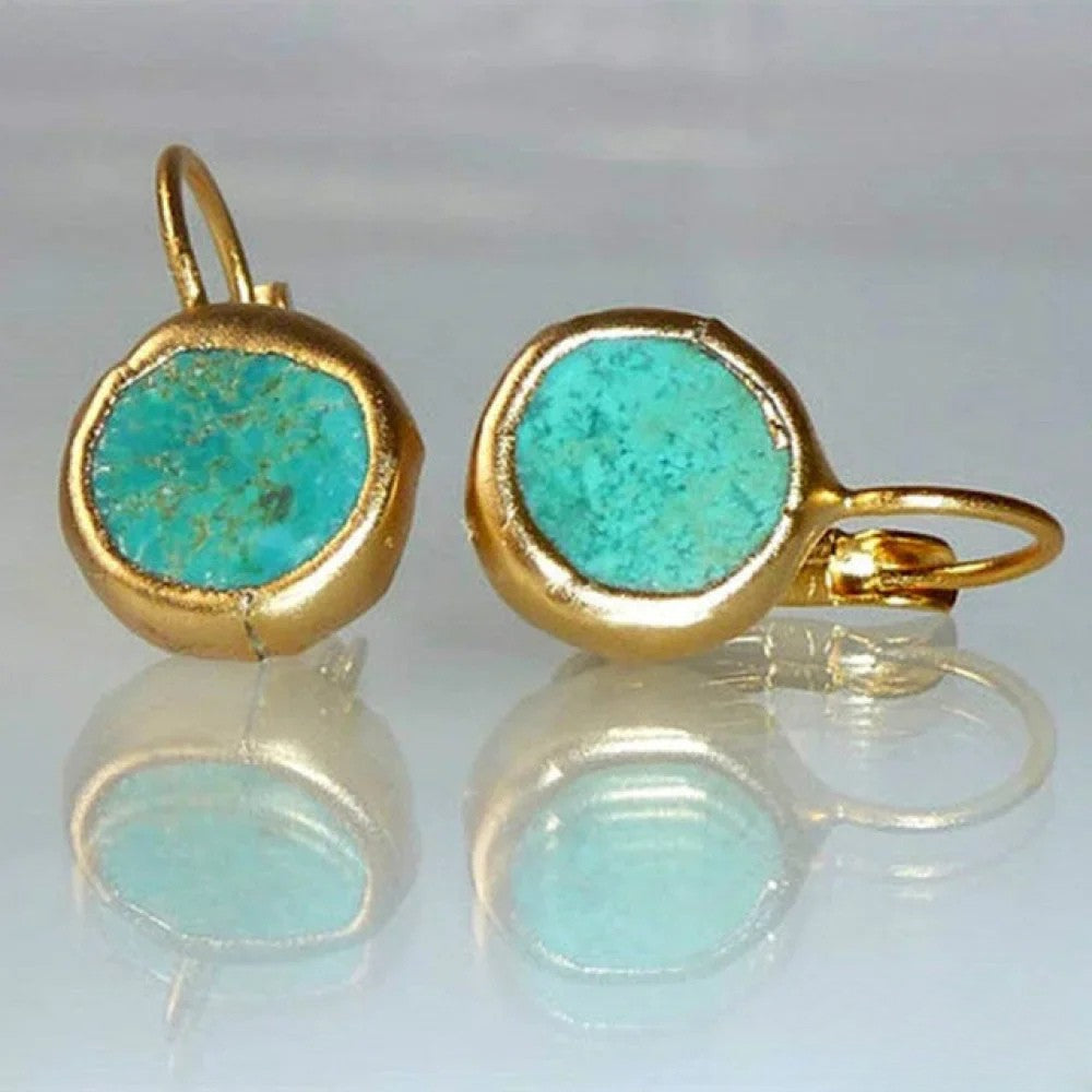 Talia | Golden Vintage Earrings with Turquoise