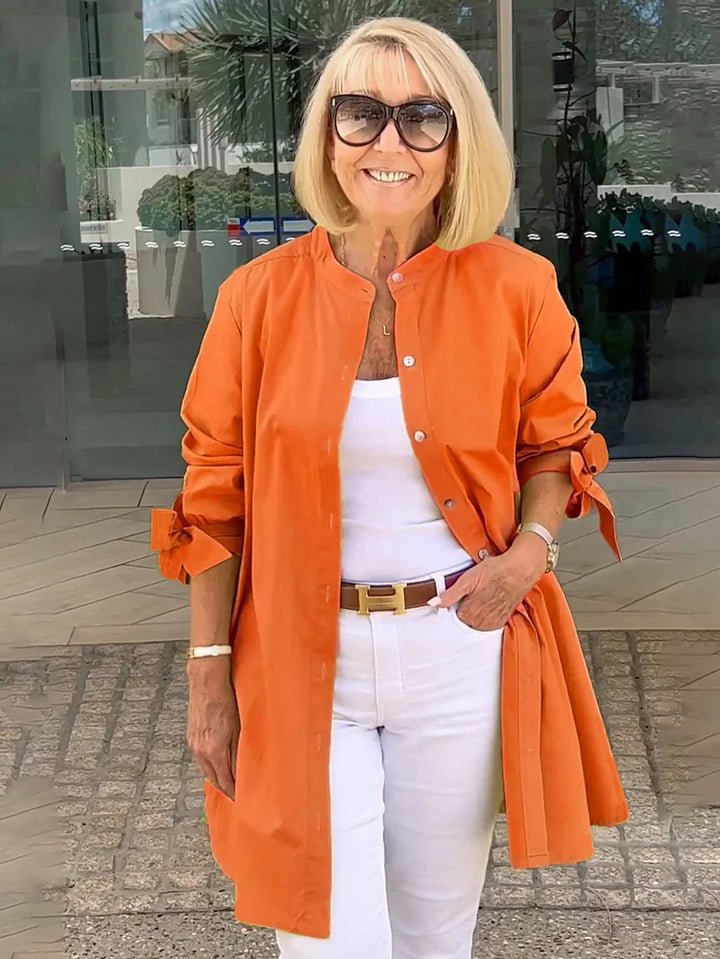 Talia | Gathered Back Cotton Shirt Jacket