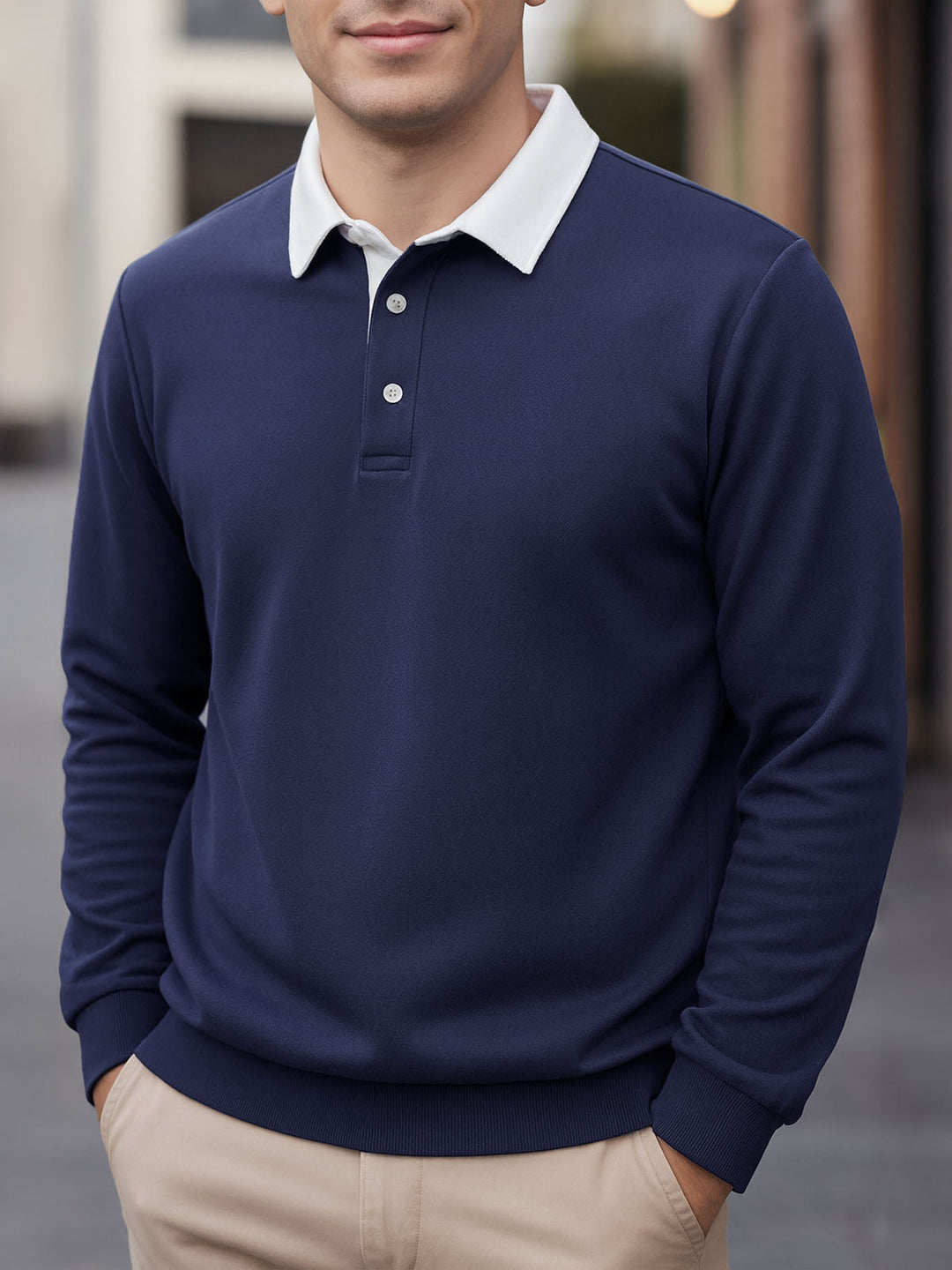 Talia | Men's Polo Collar Long Sleeve Sweatshirt