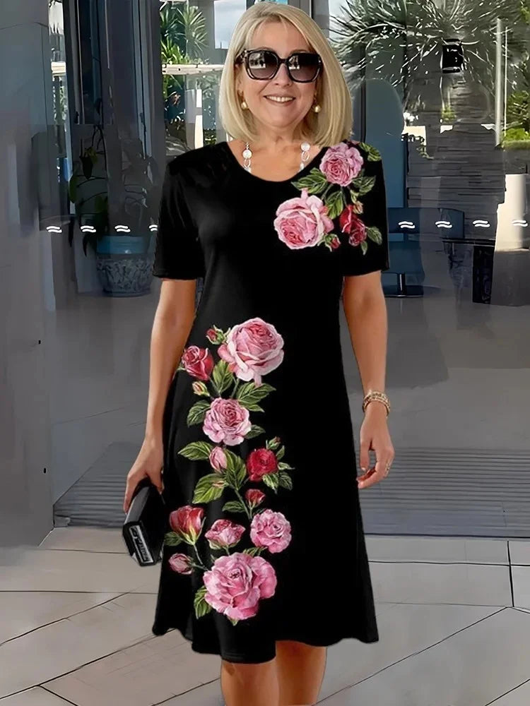 Talia | Comfortable Loose Printed Medium Dress