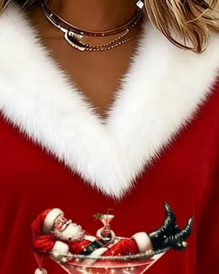 Talia | Plush Christmas Print Long Sleeve