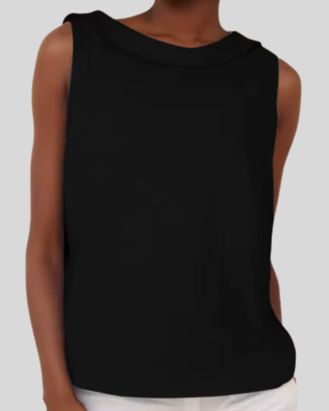 Talia | Elegant Sleeveless Roll Collar Blouse