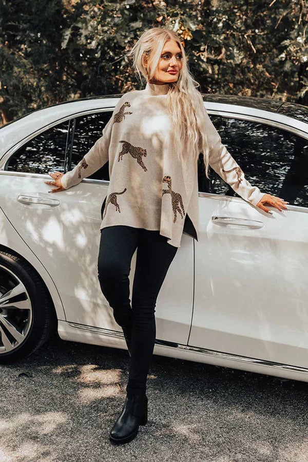 Talia | Casual Vintage Tiger & Leopard Print Top