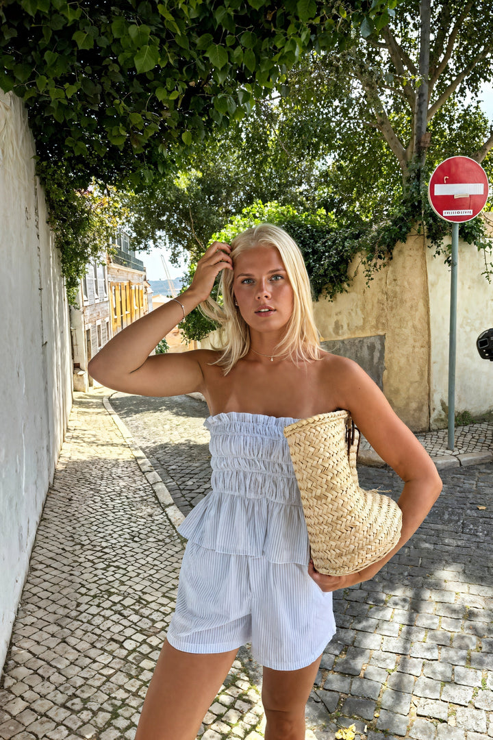 Talia | Ruffle Bandeau Tube Top and Loose Shorts Set