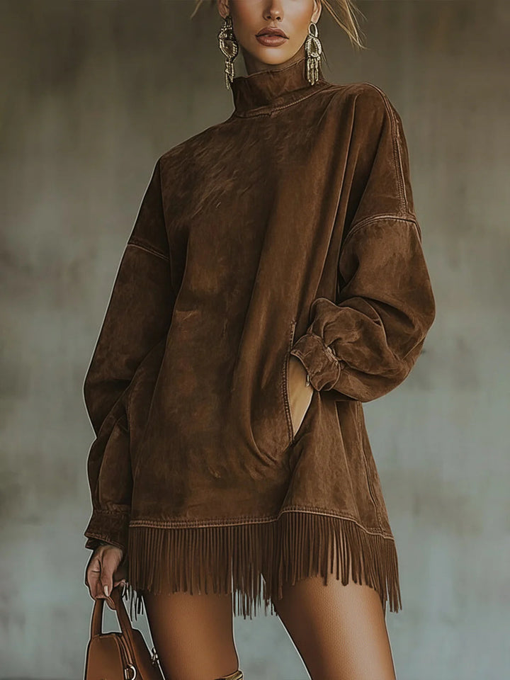 Talia | Cozy Suede Fringe Dress