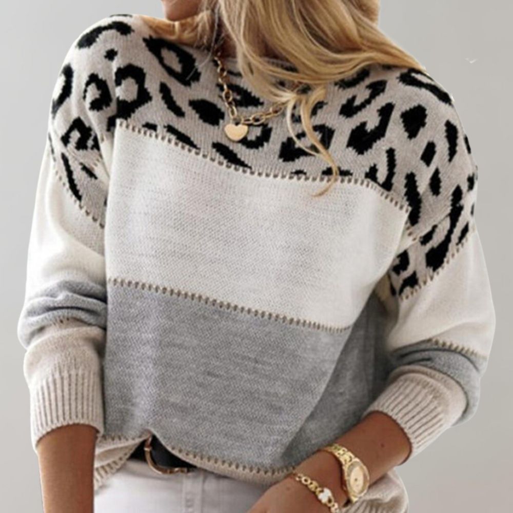 Talia | Leopard Accent Knit Sweater