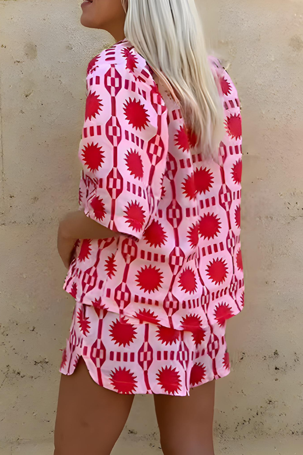 Talia | Beach Style Printed Shirt and Short Set