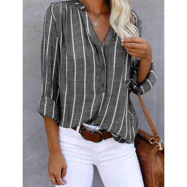 Talia | Striped Button-Up Shirt