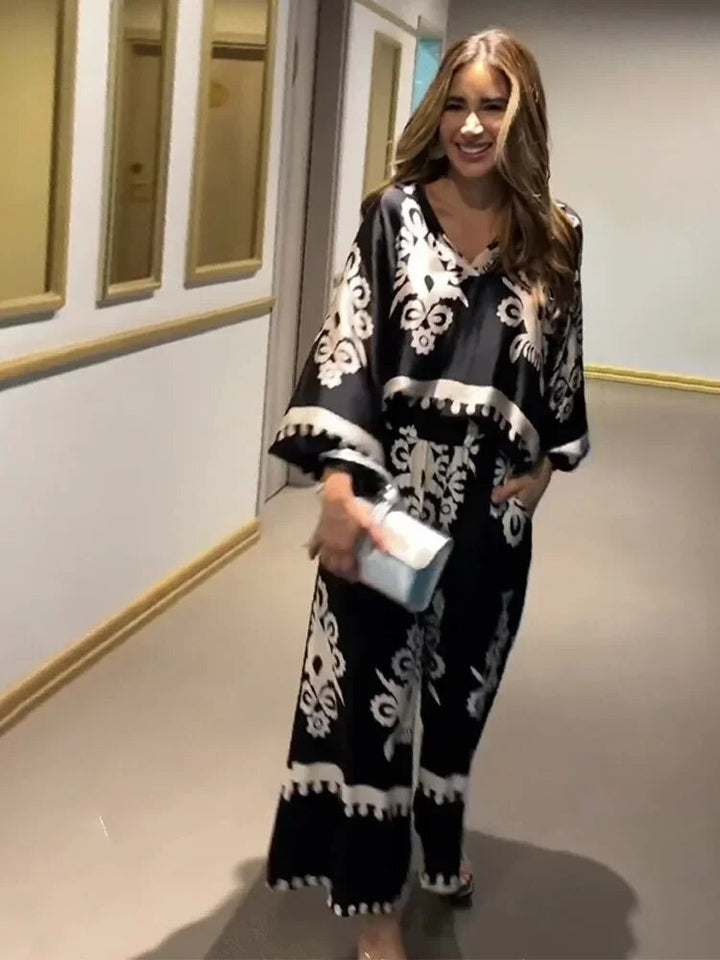 Talia | Irregular Print Trousers Set