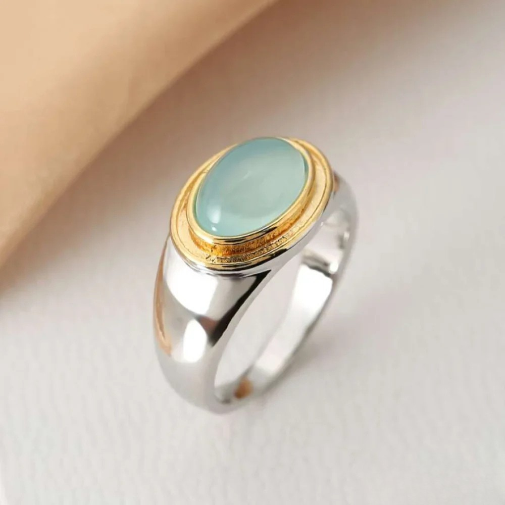 Talia | Retro Green Moonstone Ring