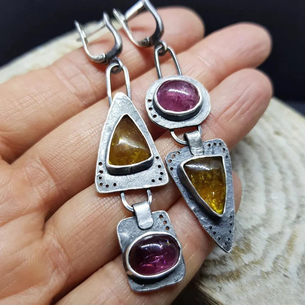 Talia | Retro Triangular Geometric Earrings