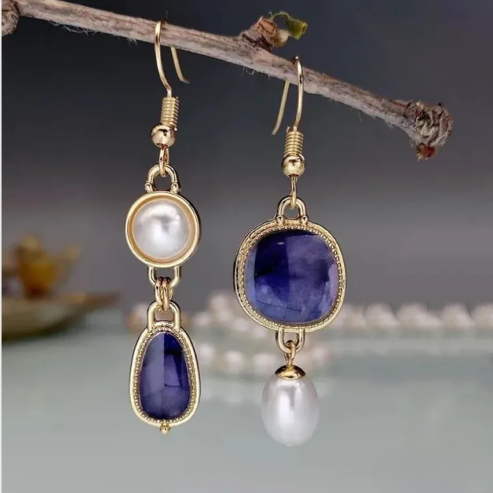 Talia | Retro Blue Stone Earrings