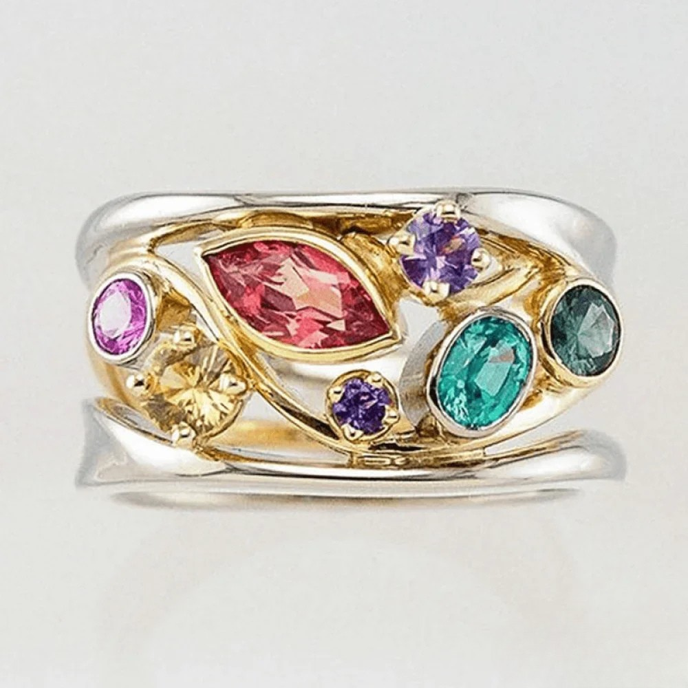 Talia | Vintage Ring with Gold and Silver-Colored Zirconia