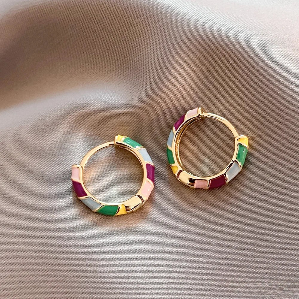 Talia | Elegant Gold Earrings with Colorful Enamel