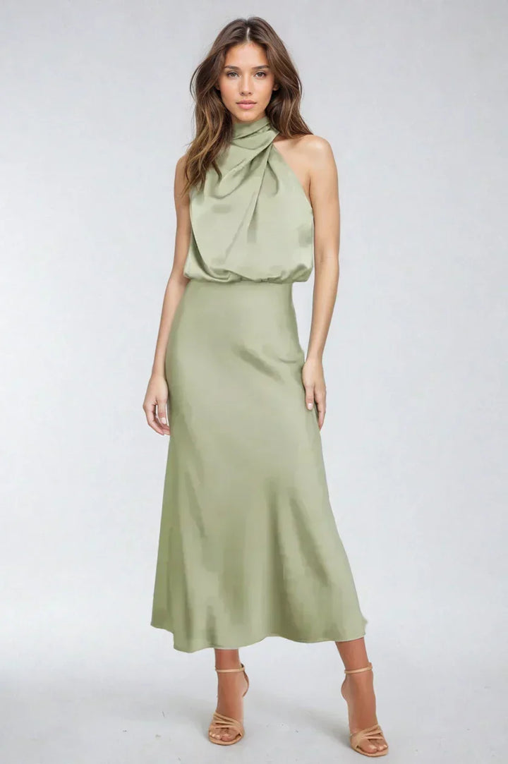 Talia | The Elegant Draped Halter Dress