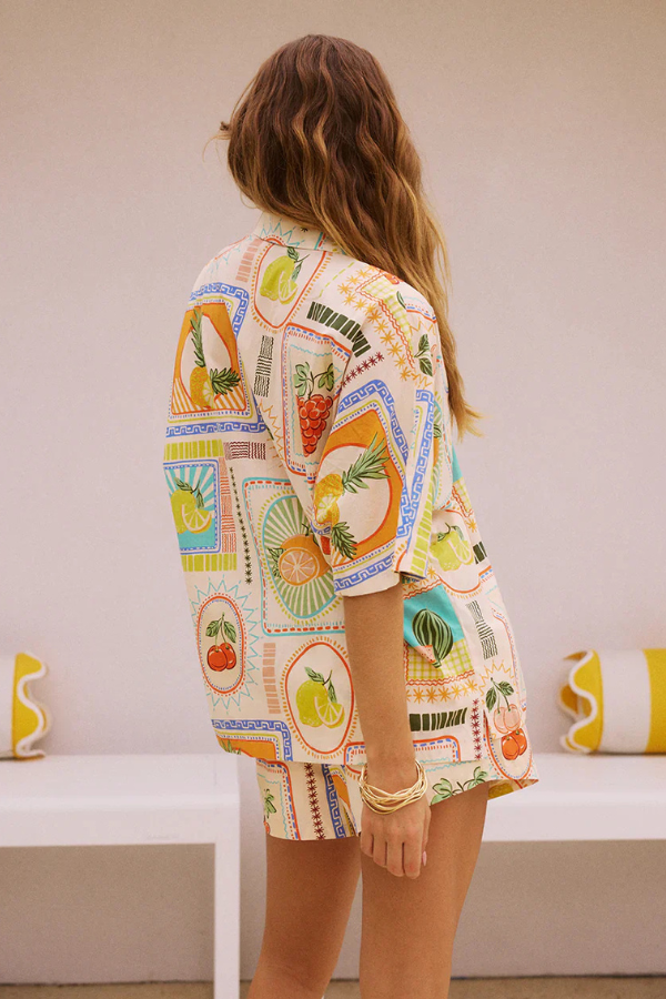 Talia | Geometric Print Summer Shirt and Short Set