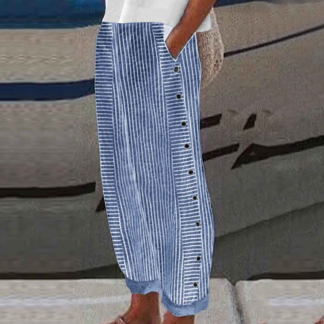 Talia | Vienna Striped Button-Accent Pants