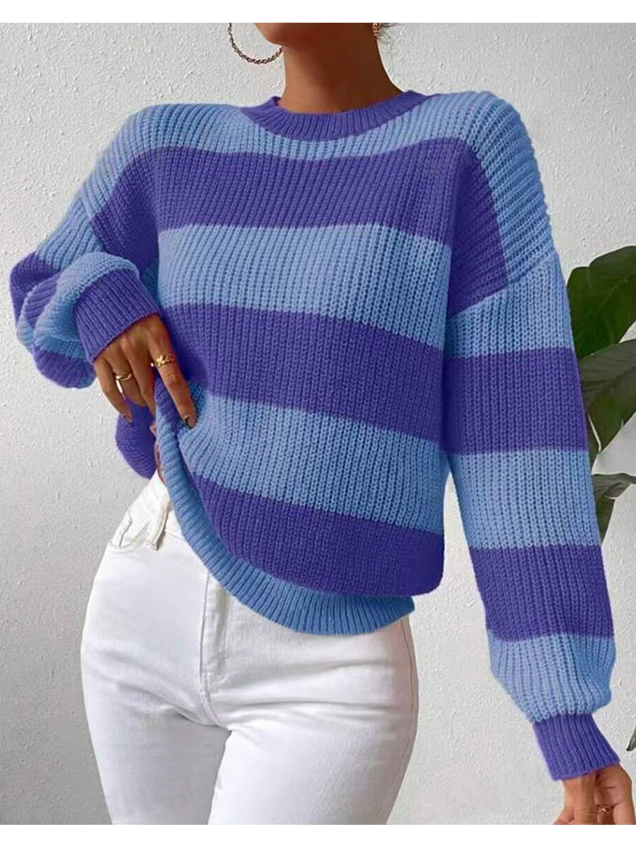 Talia | Striped Long Sleeve Crew Neck Sweater