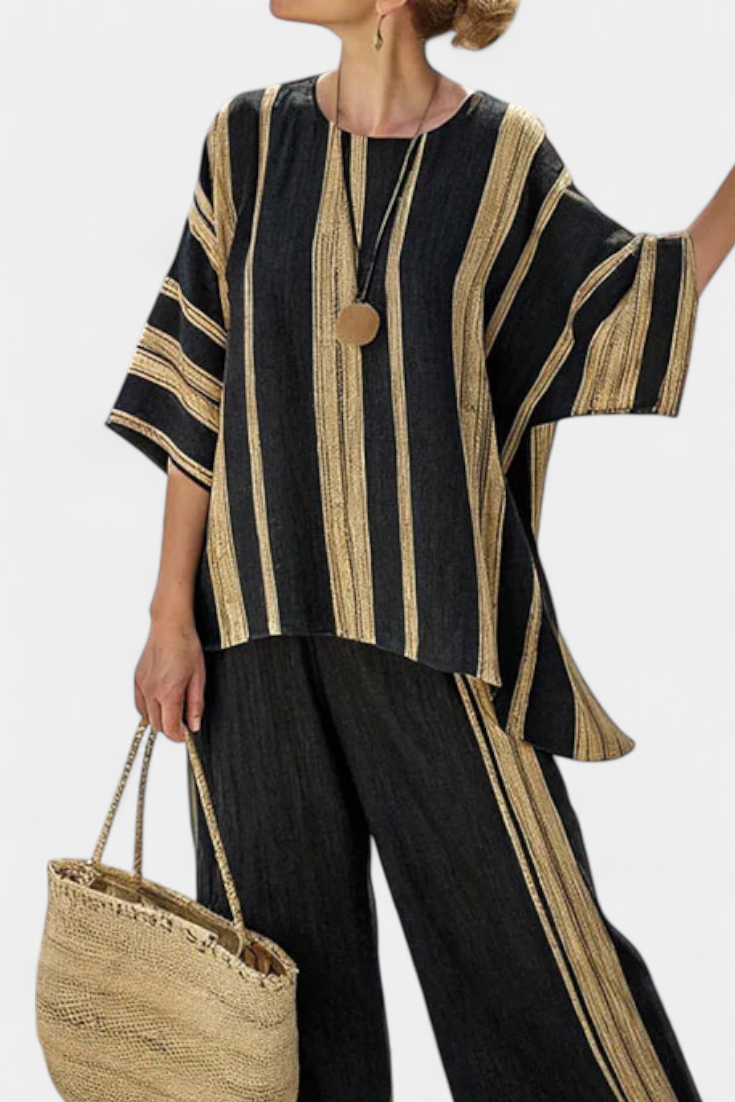Talia | Comfortable Oversized Striped Top & Relaxed Linen Pants