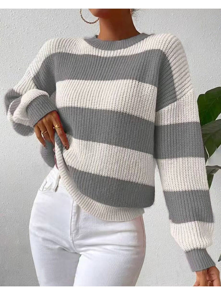 Talia | Striped Long Sleeve Crew Neck Sweater