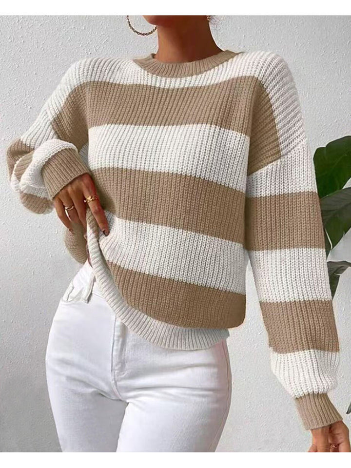 Talia | Striped Long Sleeve Crew Neck Sweater