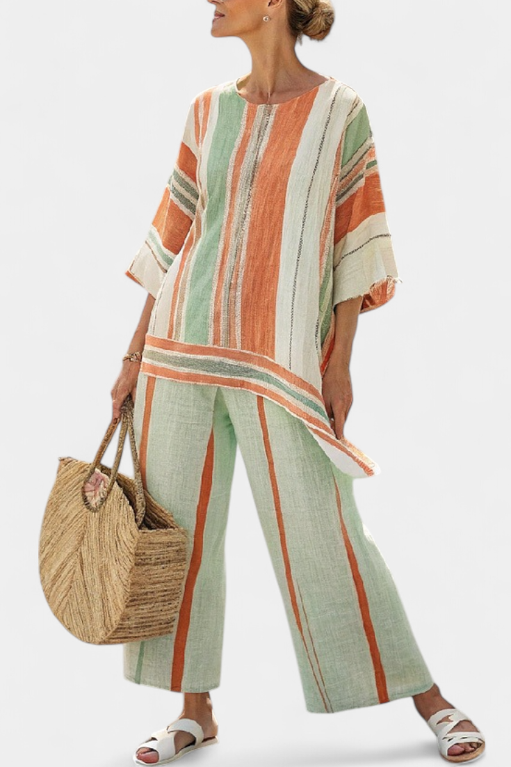 Talia | Elegant Asymmetrical Top & Wide-Leg Pants